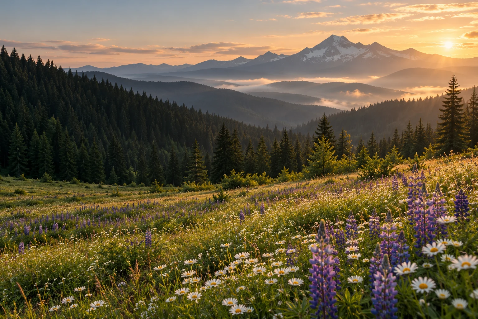 Mountain meadow, AI-generated concept